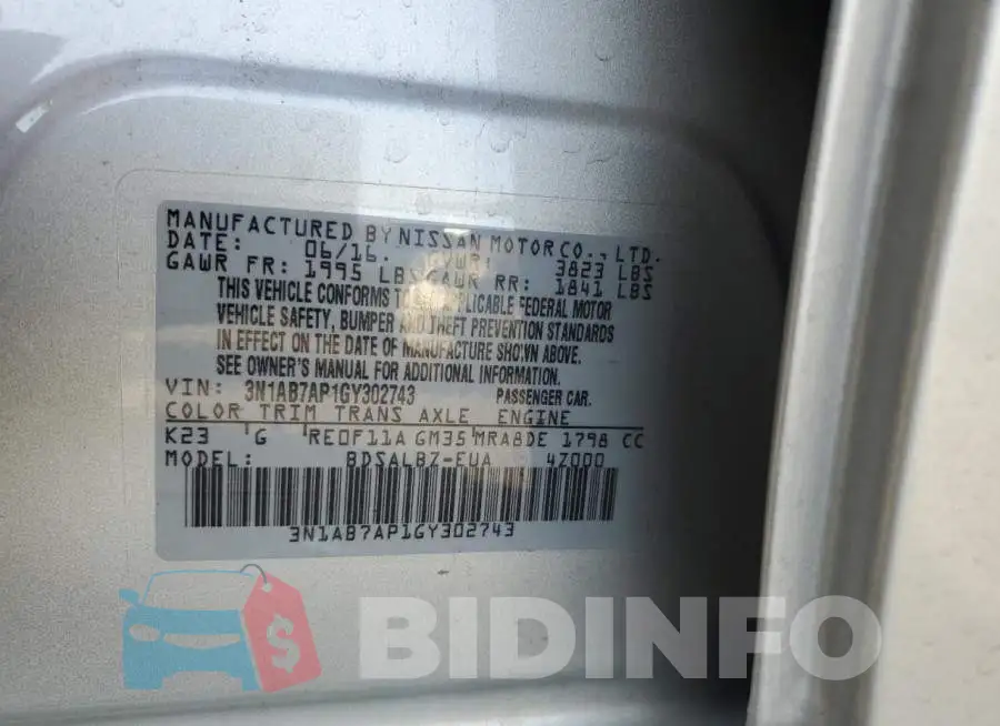 3N1AB7AP1GY302743 Photo# 13