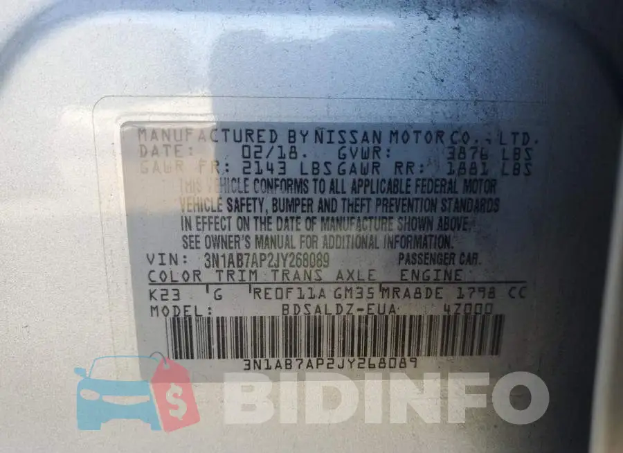 3N1AB7AP2JY268089 Photo# 12