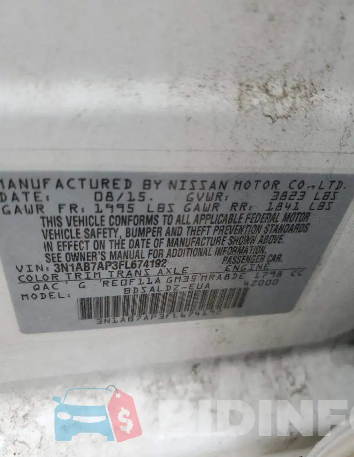 3N1AB7AP3FL674192 Photo# 12