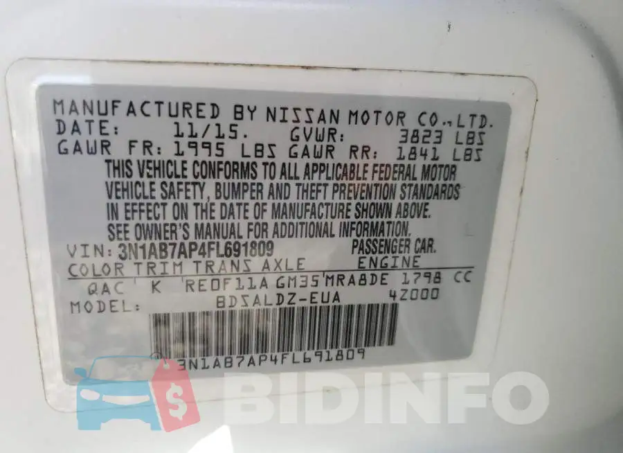 3N1AB7AP4FL691809 Photo# 12