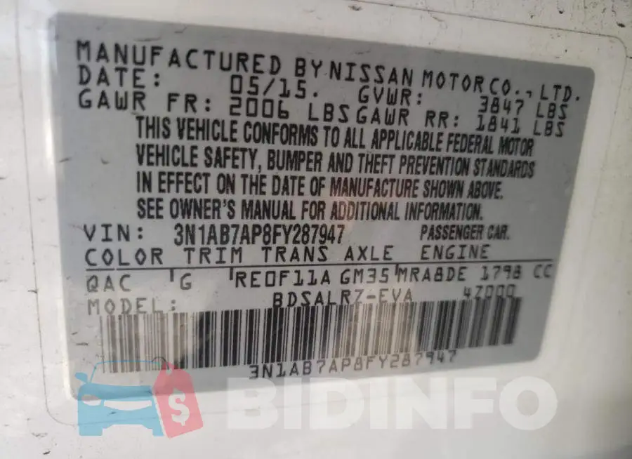 3N1AB7AP8FY287947 Photo# 13