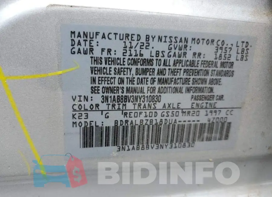 3N1AB8BV3NY310830 Photo# 12