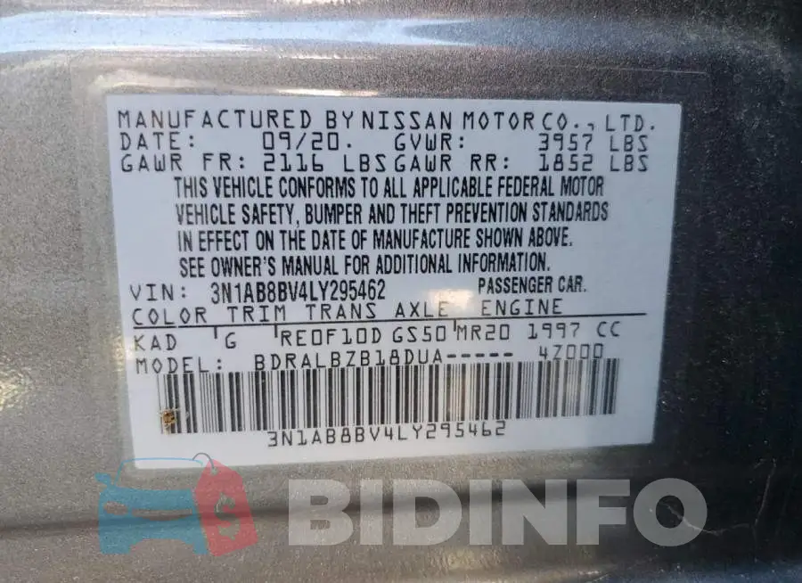 3N1AB8BV4LY295462 Photo# 12
