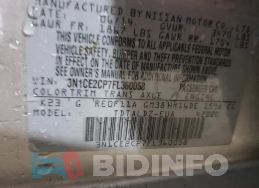 3N1CE2CP7FL360058 Photo# 12