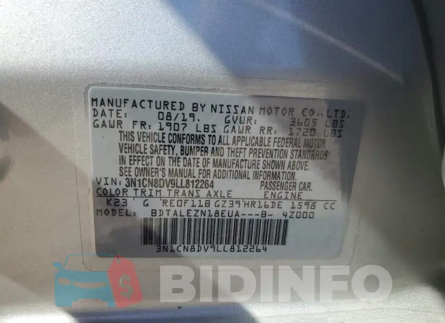 3N1CN8DV9LL812264 Photo# 13