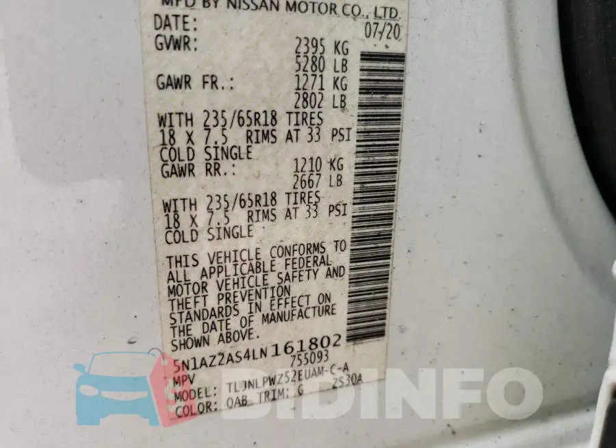 5N1AZ2AS4LN161802 Photo# 14