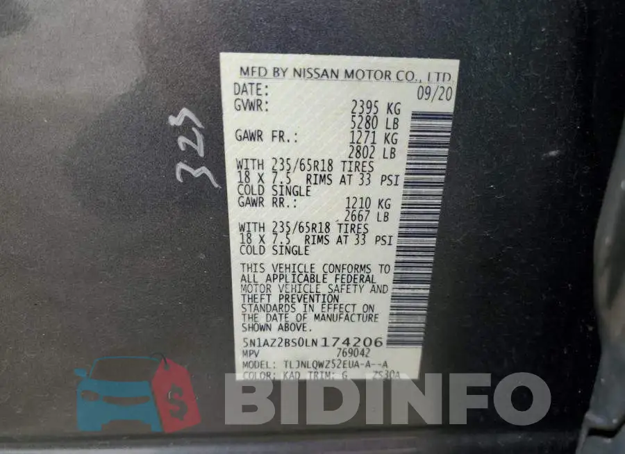 5N1AZ2BS0LN174206 Photo# 14