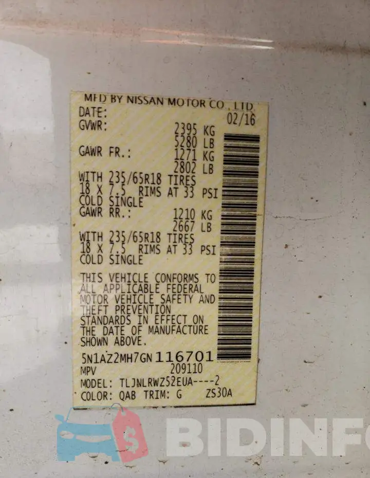 5N1AZ2MH7GN116701 Photo# 13