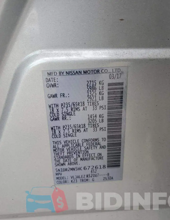 5N1DR2MN5HC672618 Photo# 12