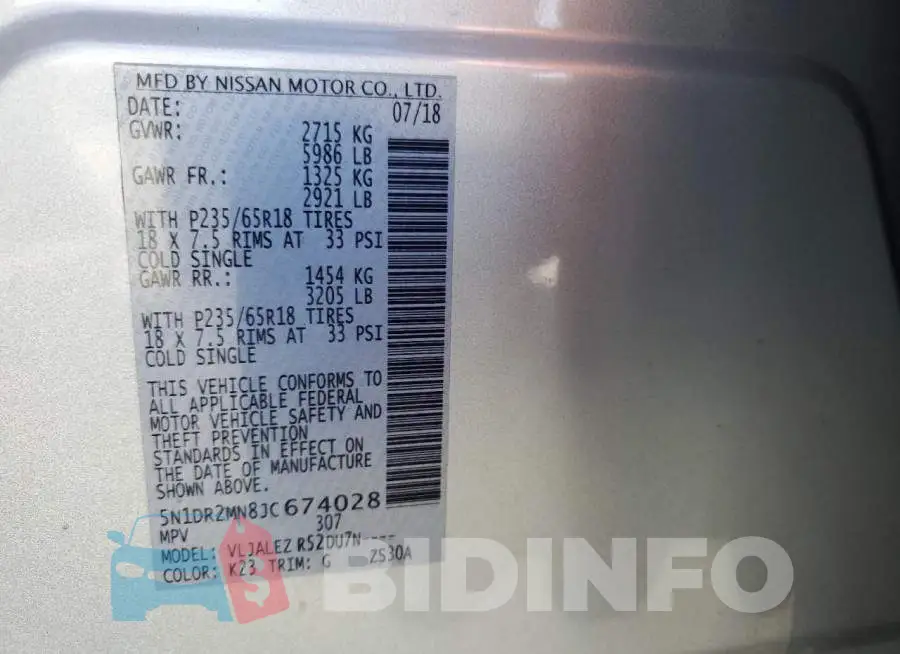 5N1DR2MN8JC674028 Photo# 14