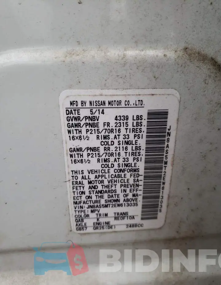 JN8AS5MT2EW613035 Photo# 12
