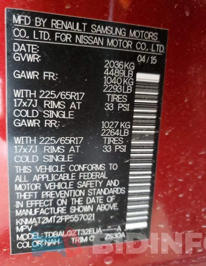 KNMAT2MT2FP557021 Photo# 14