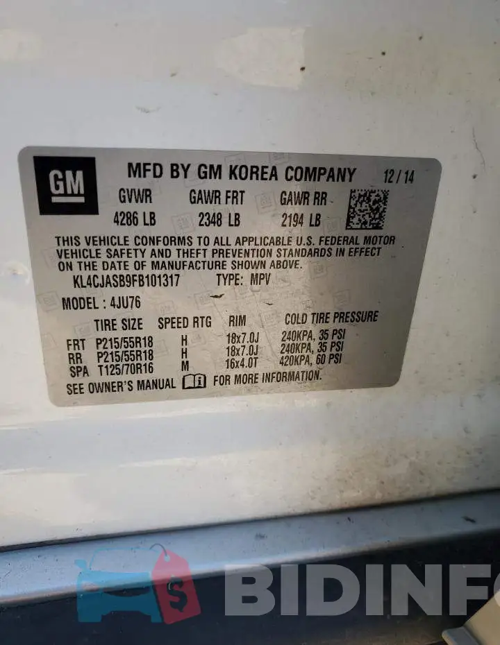 KL4CJASB9FB101317 Photo# 14