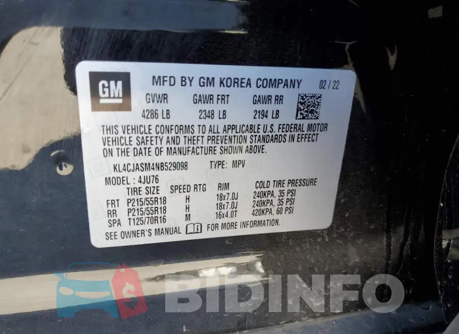 KL4CJASM4NB529098 Photo# 13