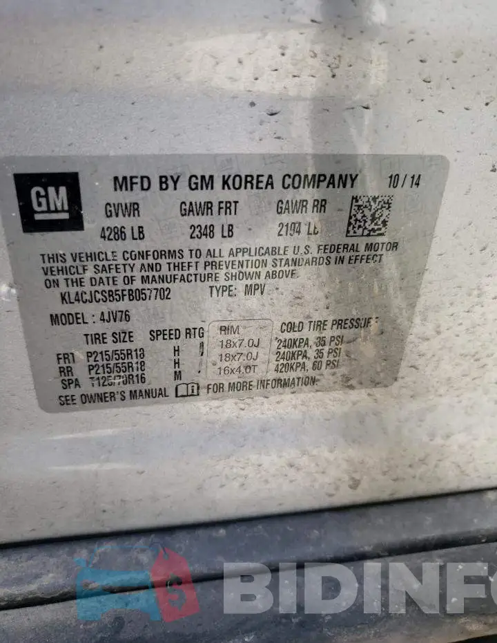 KL4CJCSB5FB057702 Photo# 12