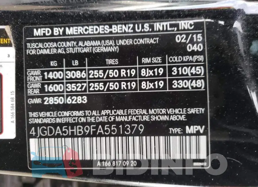 4JGDA5HB9FA551379 Photo# 12