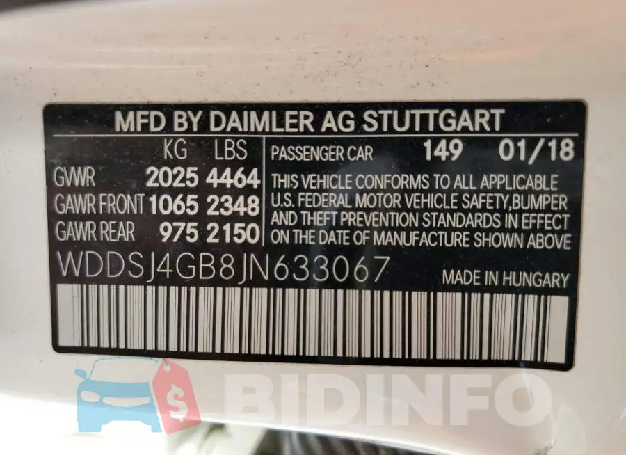 WDDSJ4GB8JN633067 Photo# 12
