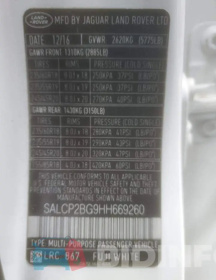 SALCP2BG9HH669260 Photo# 13