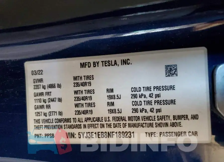 5YJ3E1EB8NF189231 Photo# 12
