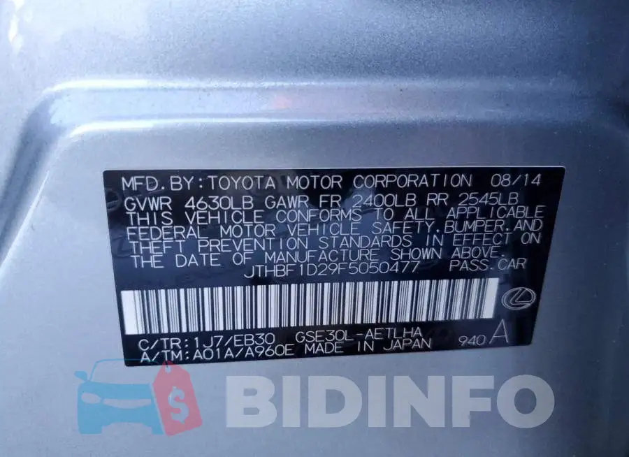 JTHBF1D29F5050477 Photo# 12