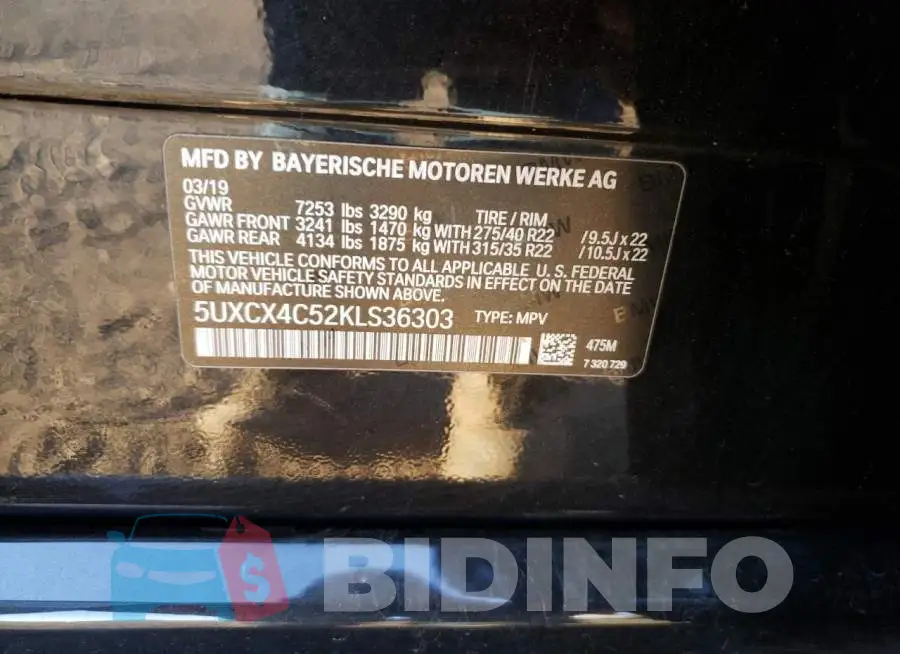 5UXCX4C52KLS36303 Photo# 13