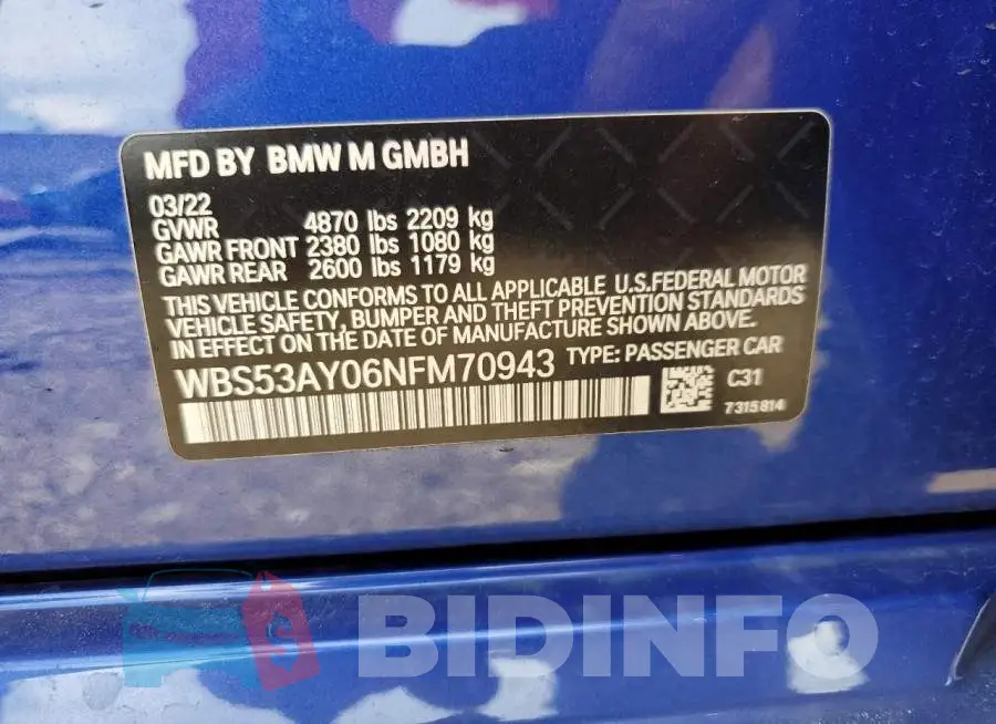 WBS53AY06NFM70943 Photo# 12