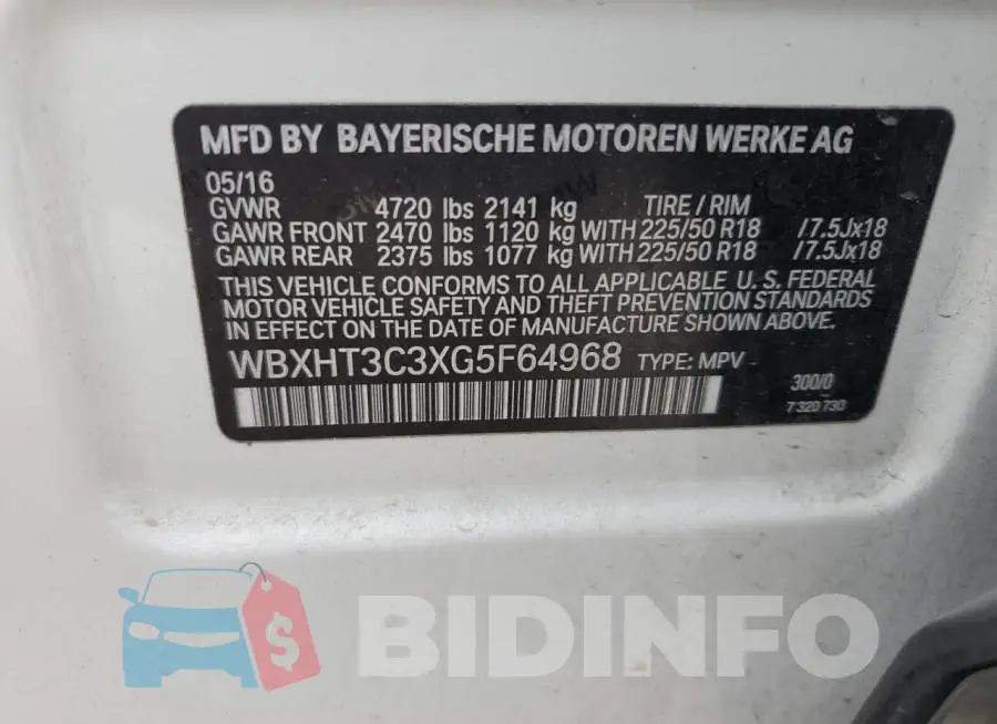 WBXHT3C3XG5F64968 Photo# 12