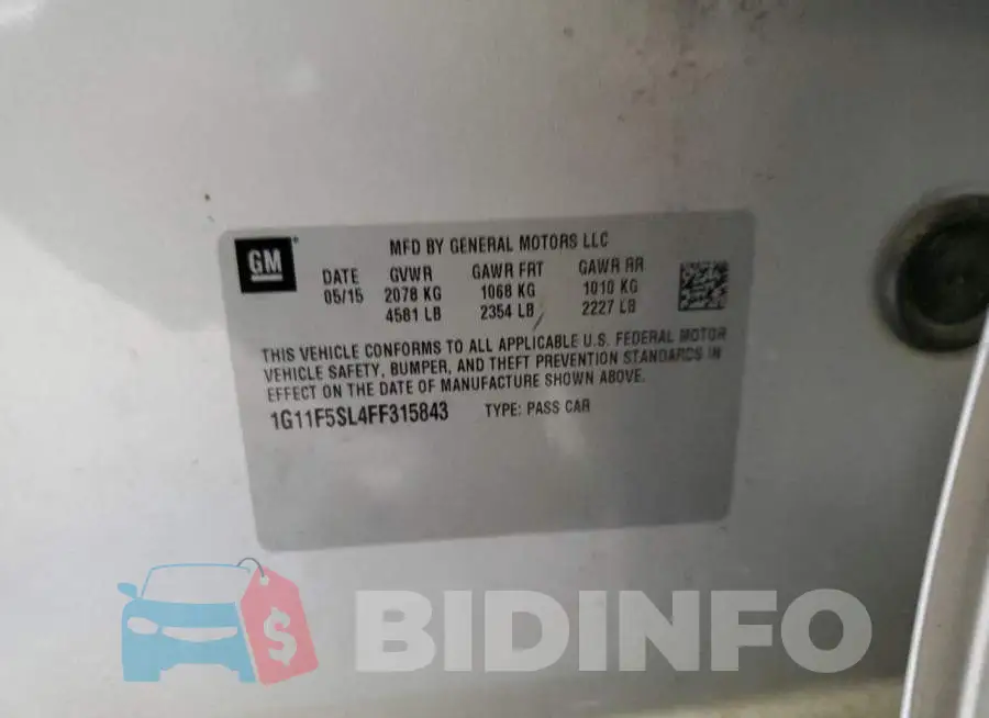1G11F5SL4FF315843 Photo# 12