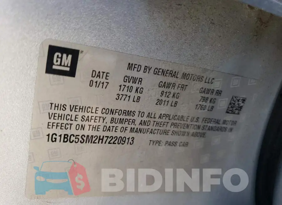 1G1BC5SM2H7220913 Photo# 12