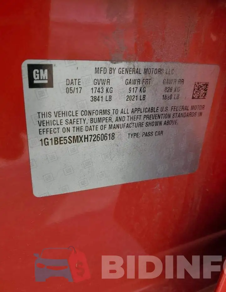 1G1BE5SMXH7260618 Photo# 12