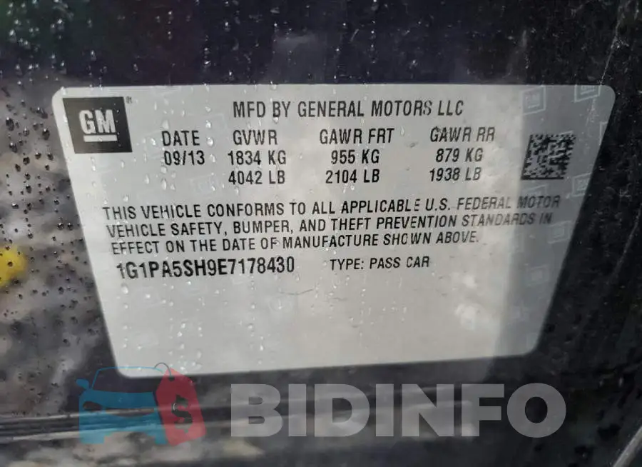 1G1PA5SH9E7178430 Photo# 12