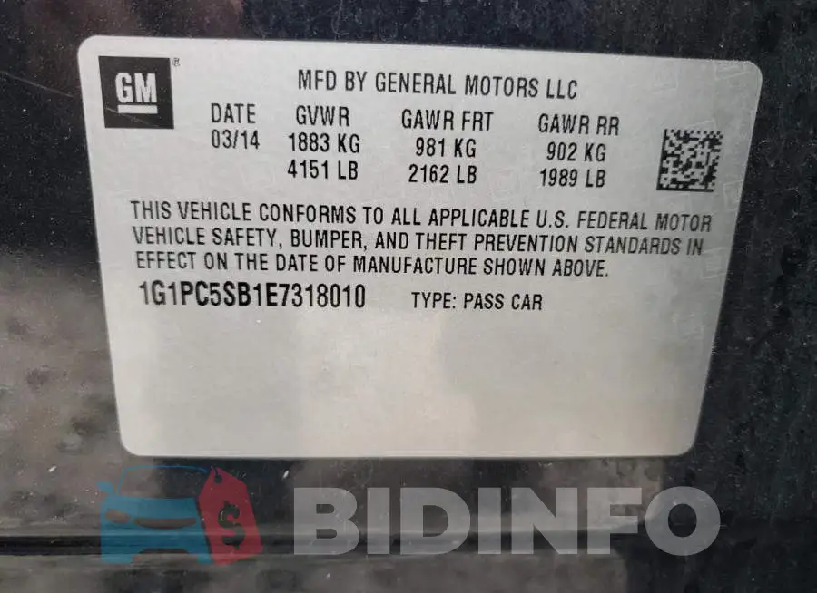 1G1PC5SB1E7318010 Photo# 13