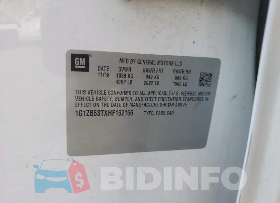 1G1ZB5STXHF182166 Photo# 12