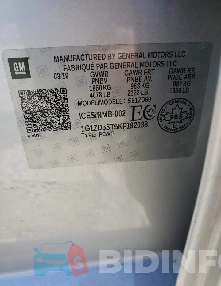1G1ZD5ST5KF192038 Photo# 12
