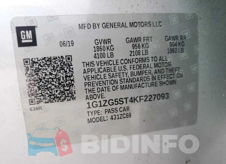 1G1ZG5ST4KF227093 Photo# 12
