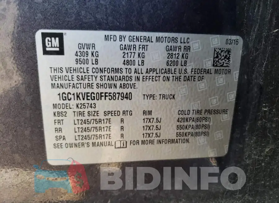 1GC1KVEG0FF587940 Photo# 12