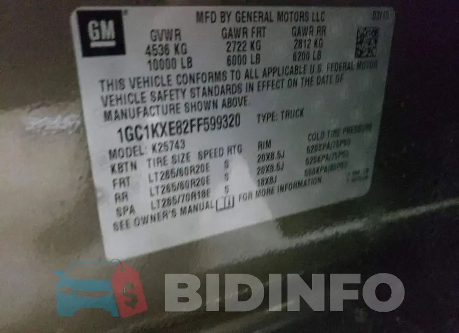 1GC1KXE82FF599320 Photo# 12