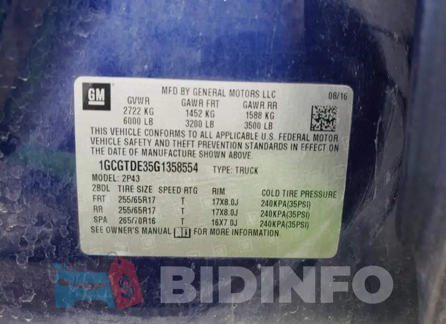1GCGTDE35G1358554 Photo# 13