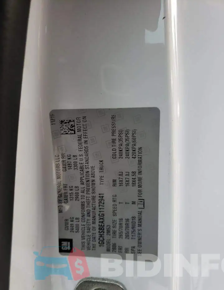1GCHSBEAXG1172941 Photo# 12