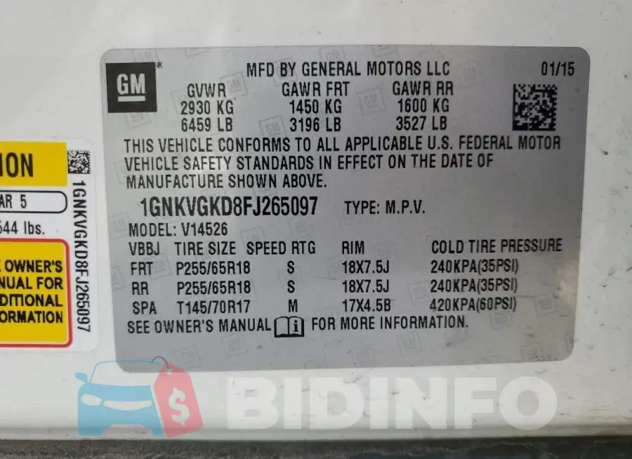 1GNKVGKD8FJ265097 Photo# 13