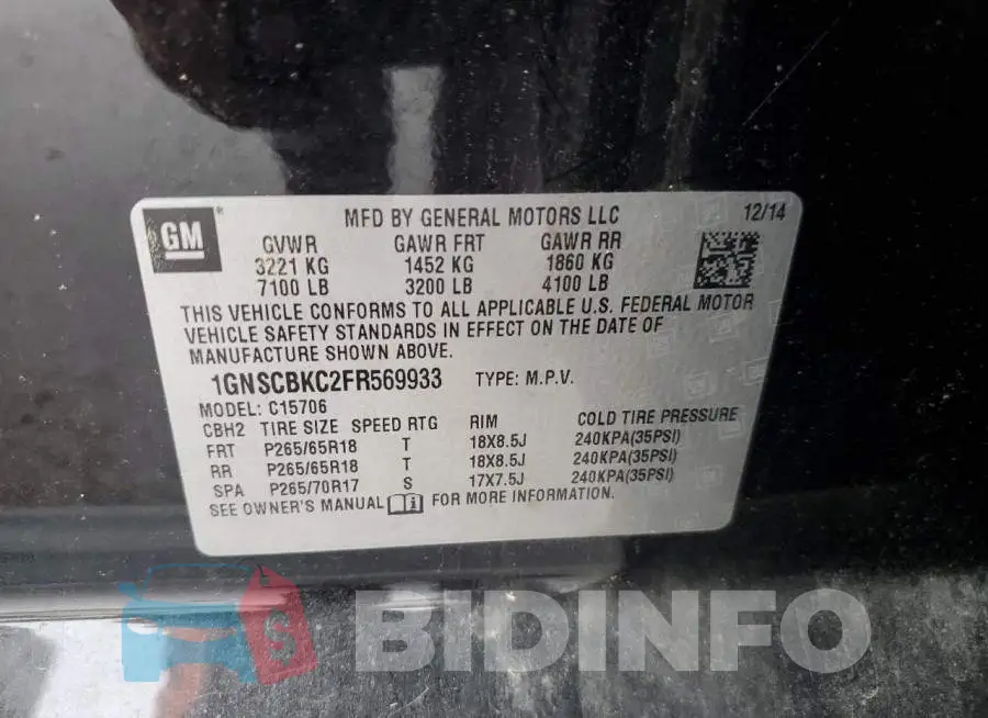1GNSCBKC2FR569933 Photo# 14
