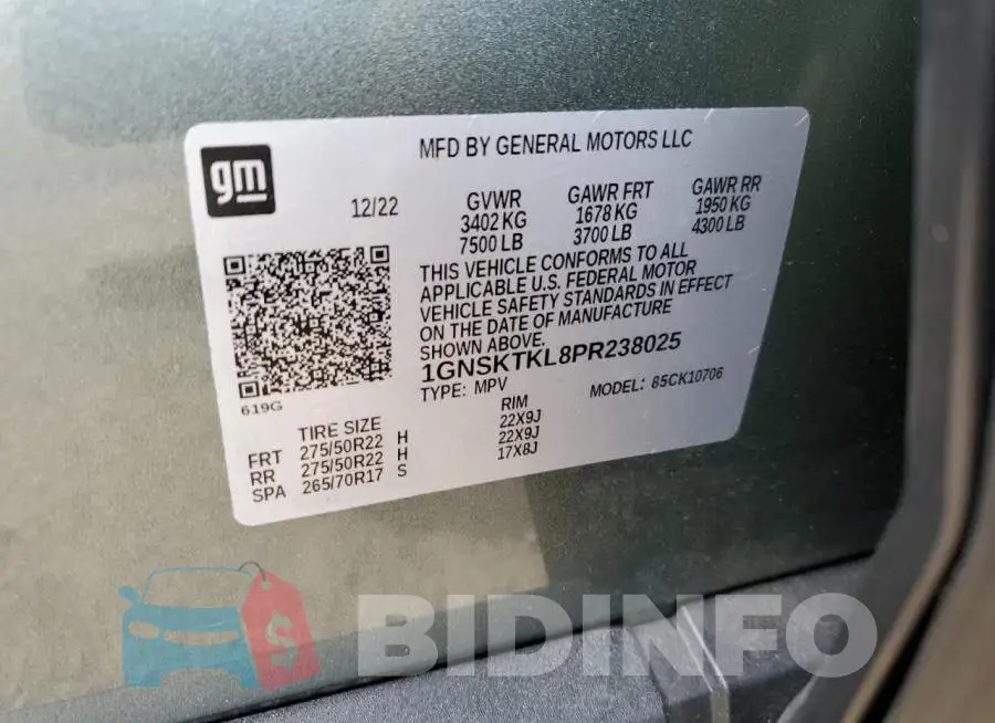1GNSKTKL8PR238025 Photo# 14