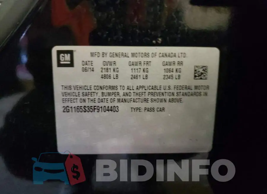 2G1165S35F9104403 Photo# 12