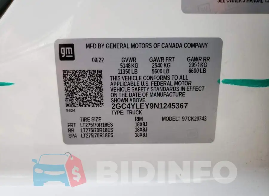 2GC4YLEY9N1245367 Photo# 12
