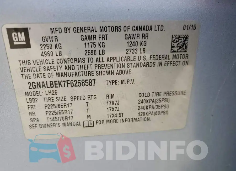 2GNALBEK7F6258587 Photo# 12