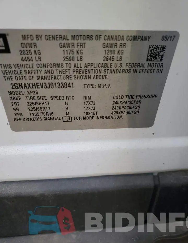 2GNAXHEV3J6133841 Photo# 13