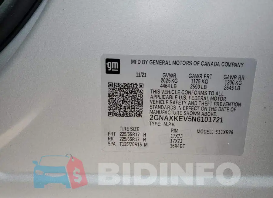 2GNAXKEV5N6101721 Photo# 13