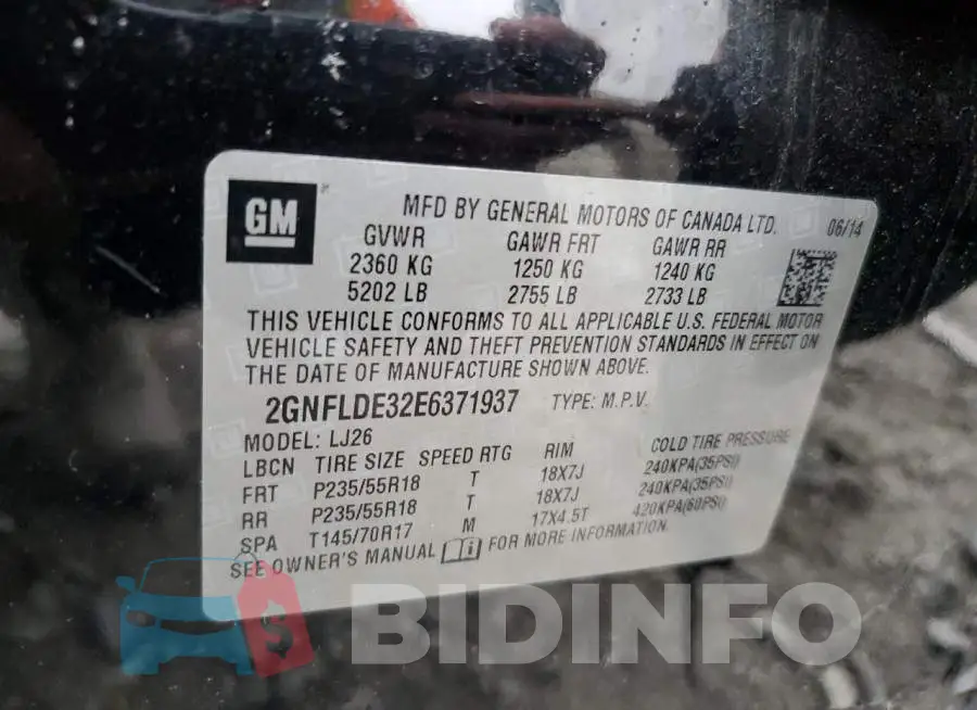 2GNFLDE32E6371937 Photo# 12