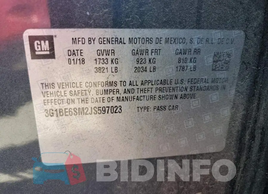 3G1BE6SM2JS597023 Photo# 13