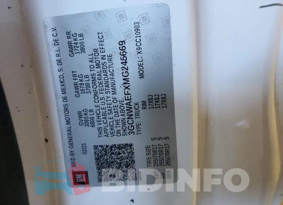 3GCNWAEFXMG245669 Photo# 12